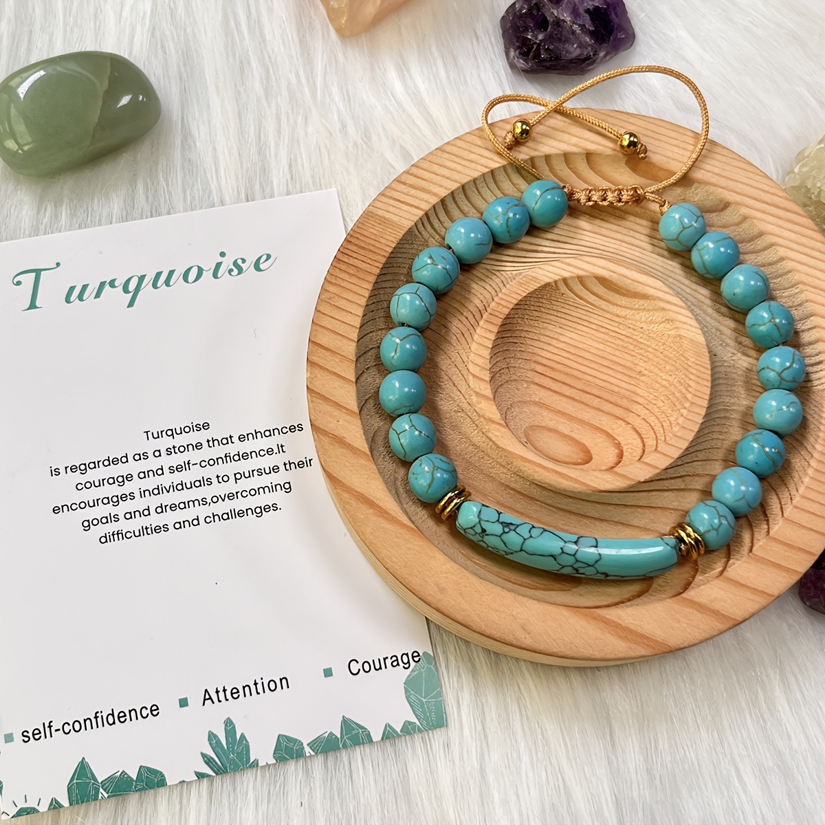 Courage & Confidence Blue Turquoise Bracelet, Bohemian Style