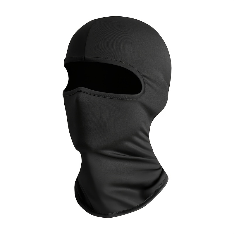 

Unisex Winter Ski Mask, Uv Protection Full Face Cover, Polyester 100% Knit Fabric, Machine Washable, For Snowboarding, Motorcycle, Cycling - Black