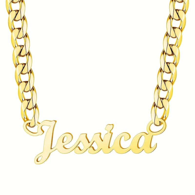 TEMU Collar para hombre con personalizado, cadena de eslabones cubanos unisex, collar con colgante de personalizado, joyería de moda y versátil,