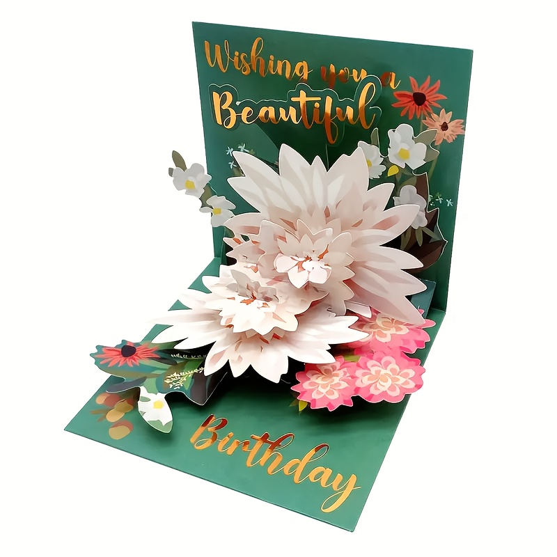 3d Pop-up Flower Birthday Card - Greetings For , Family, Teachers And Colleagues, The Best Birthday Gift