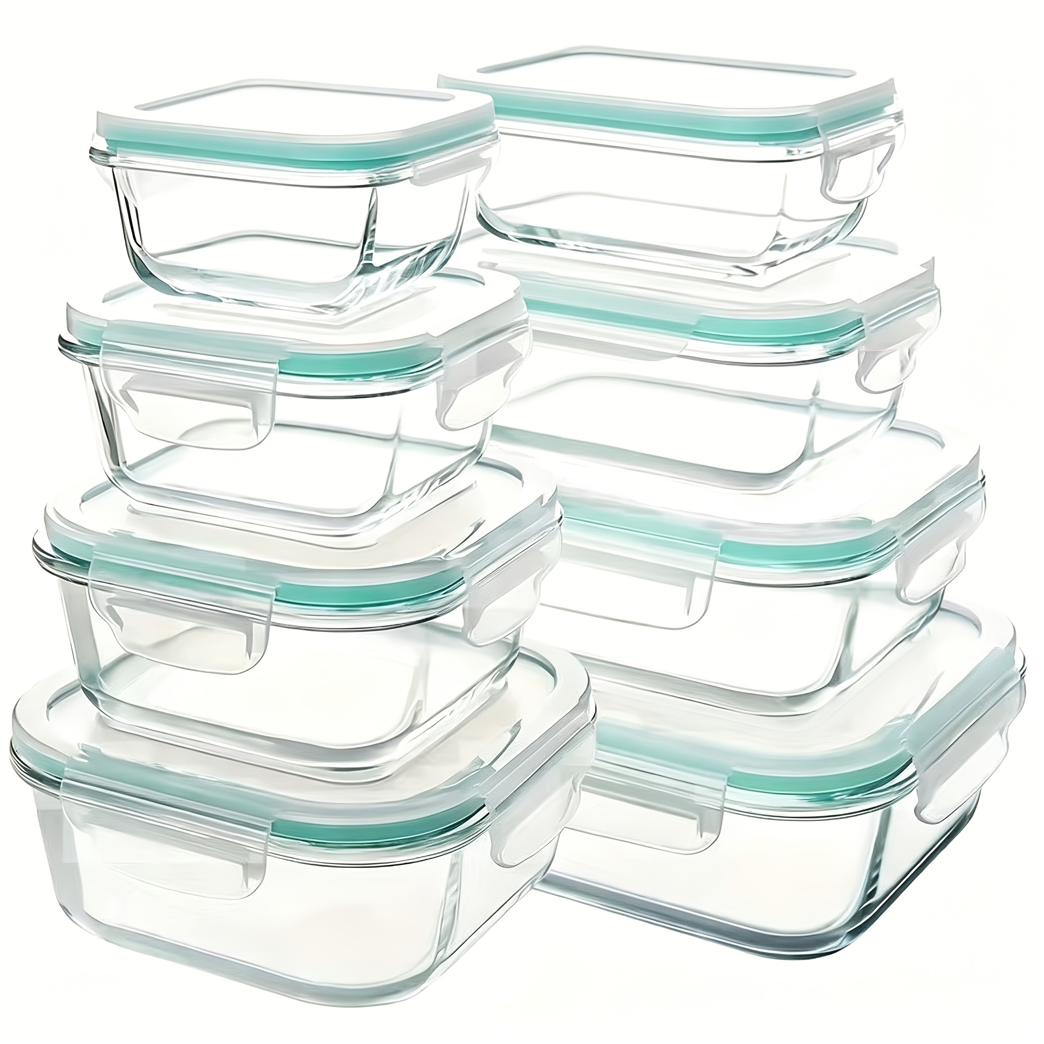 item picture 16pcs Glass Refrigerator Storage Box, Food Storage Container, (8 Containers +8 LIDS)Crisper with Leak-proof Lock Lid - for Microwave, Lunch Box, Refrigerator, Party, Camping, Wedding - for Meals, Snacks, Fruits, Vegetables, Fitness Meals, Meat