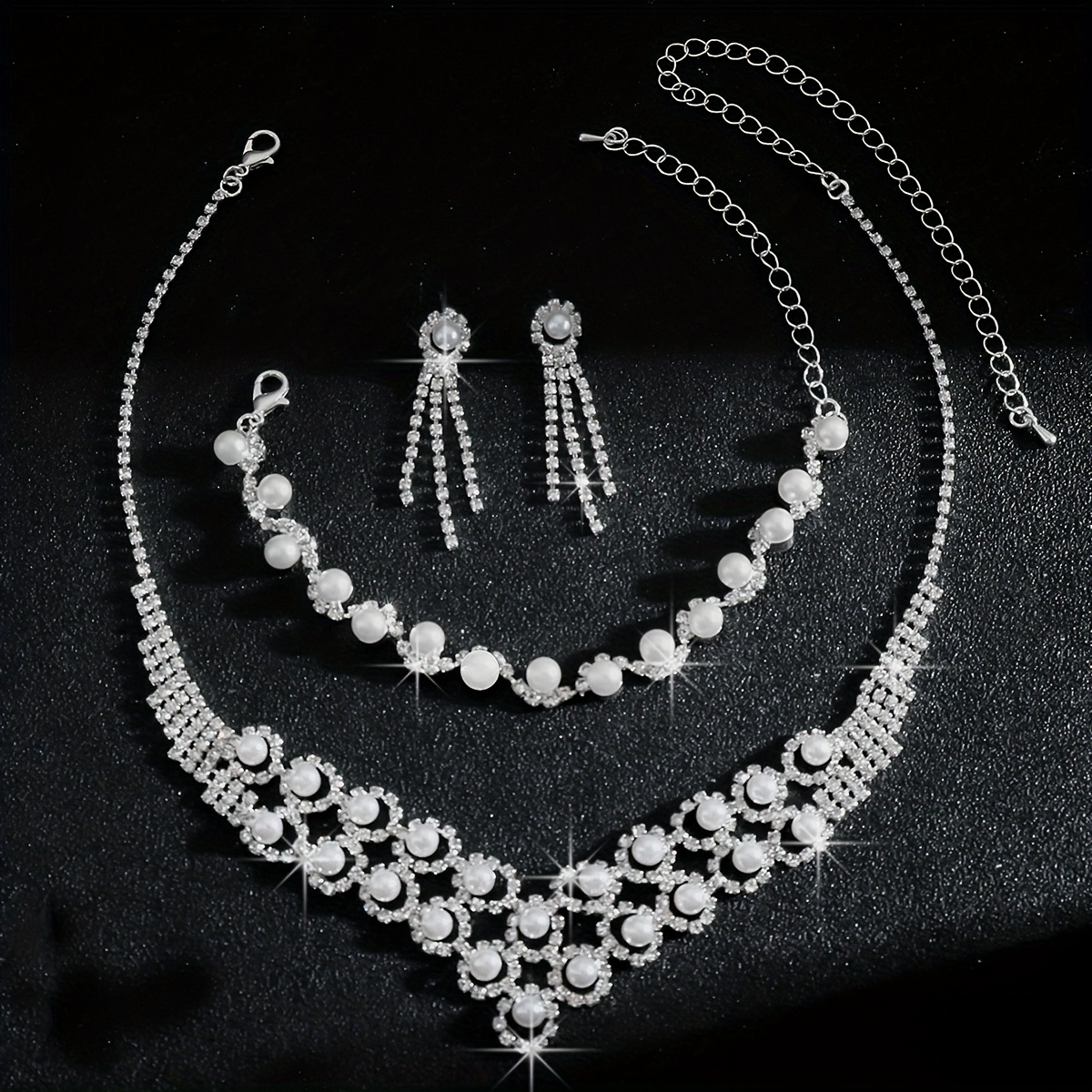 3pcs Vintage Imitation Pearl Sunflower Jewelry Set