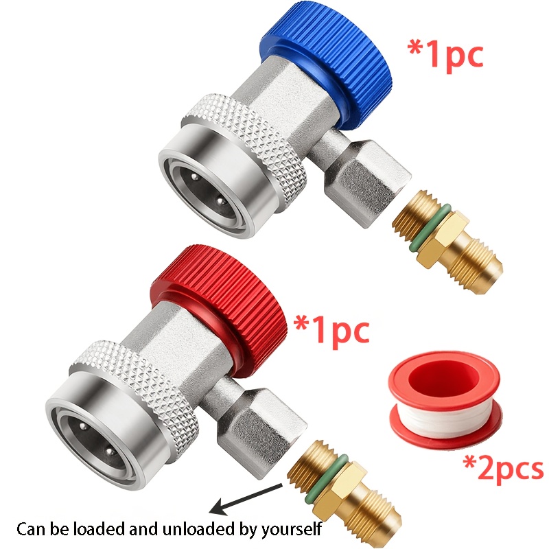 TEMU 4pcs Set: 2 Connectors + 2 Water Stopper R134a Quick Connect Adapters, Adjustable R134a Adapter And Ac Hose Connector For Automotive Air