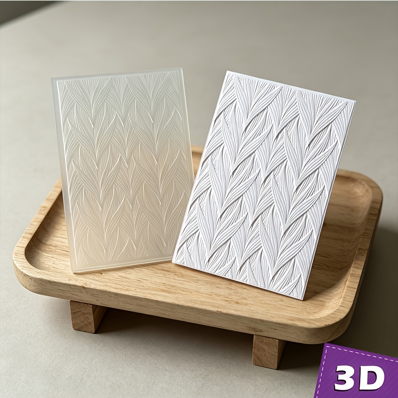 TEMU 3d Embossed Folder, Diagonal Weave Willow Leaves / Draped Branch Leaf Texture Pattern, Durable Plastic Embossing Template, Used For Card Making,