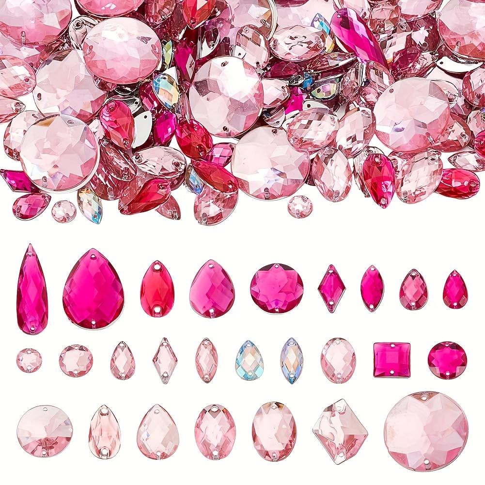 

pièces YWLI Élégant Mélange de Tailles Strass , 2 Trous Strass Rouge Ton Lâche, pour Couture DIY, Artisanat et Fabrication de Bijoux, avec Accessoires Saint-Valentin