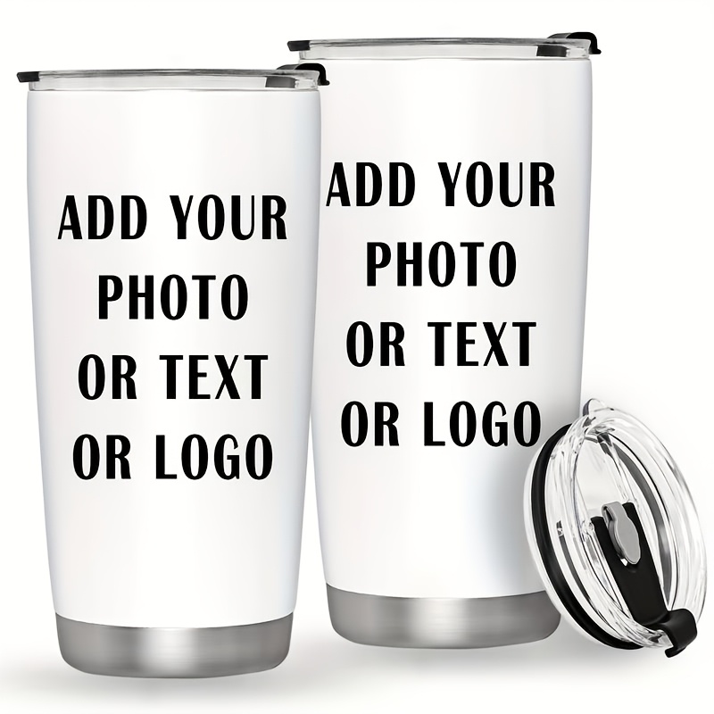 TEMU Personalized 20oz Stainless Steel Insulated Tumbler - Custom Photo, Logo & Text Print, Double Wall, Leakproof Coffee Mug For Climbing,, Ideal