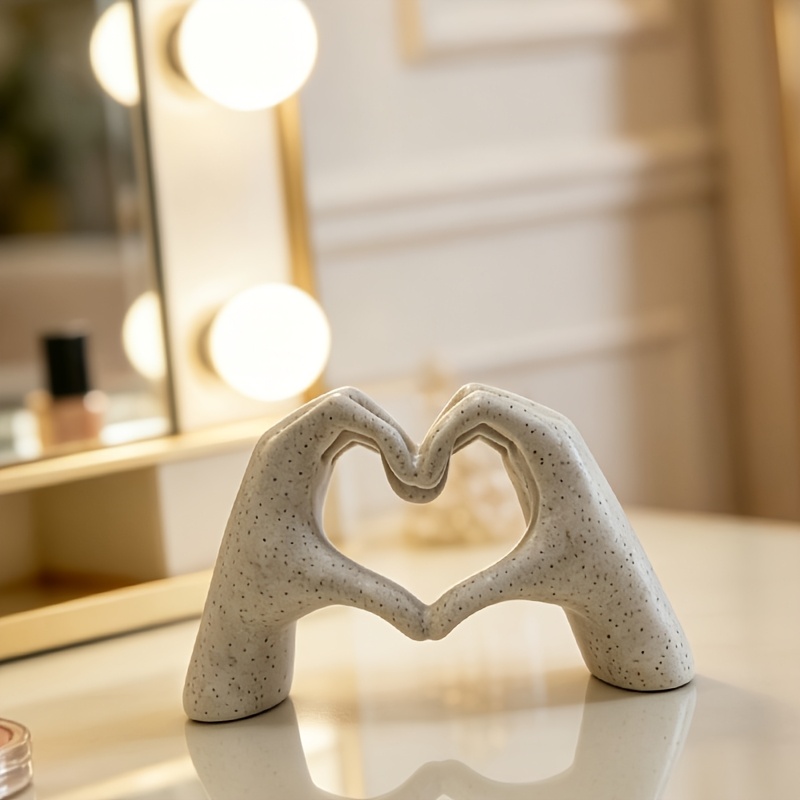TEMU Hartvormige handgebeeldhouwde kunstsculptuur in zandsteenstijl, symbolisch aandenken aan