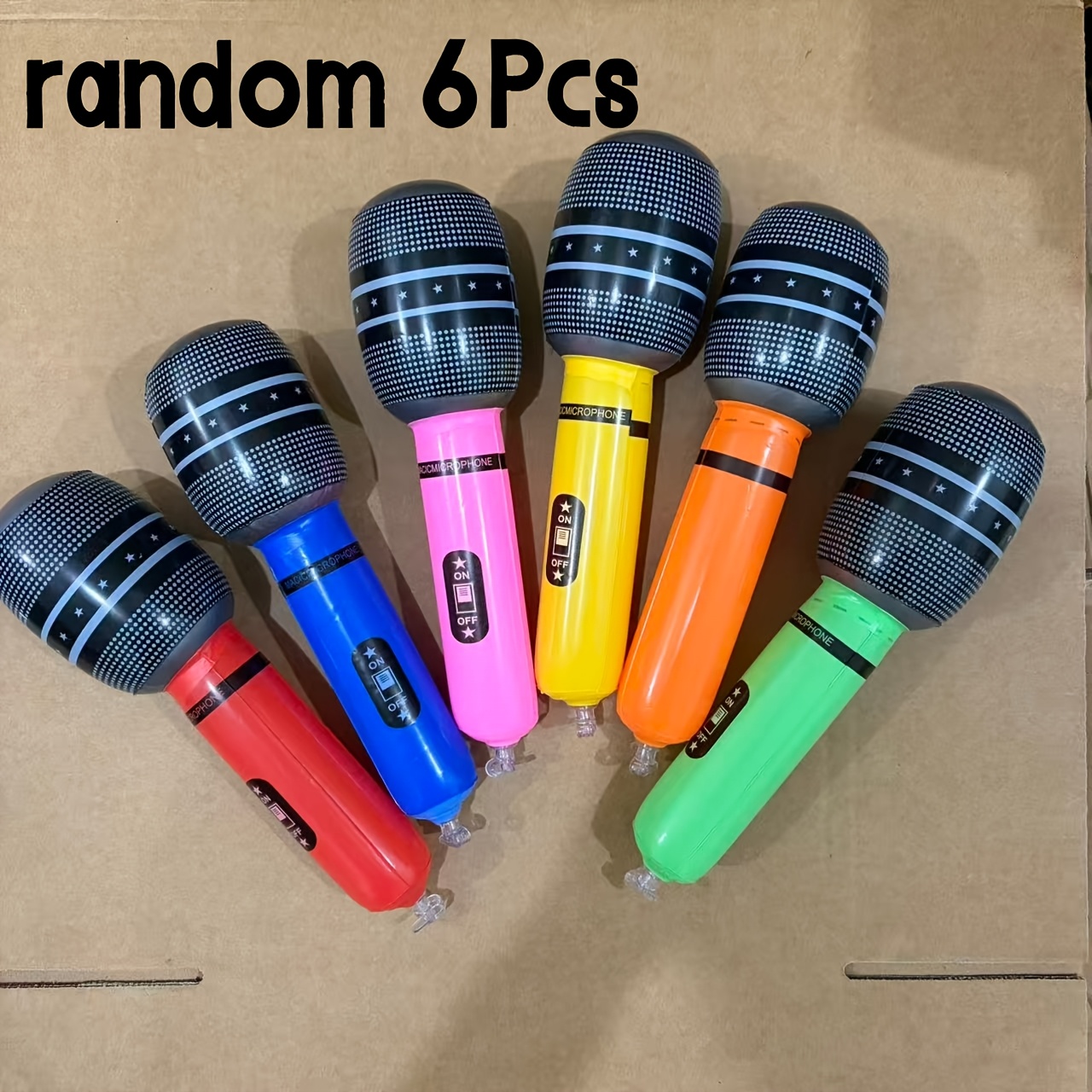 Image of 6pcs Blow Up Inflatable Microphones Assorted Colors Inflatable Microphone Props For Concert Themed 80s 90s Party Role Play Birthday Karaoke Party Supplies, Random Color For Christmas, Halloween