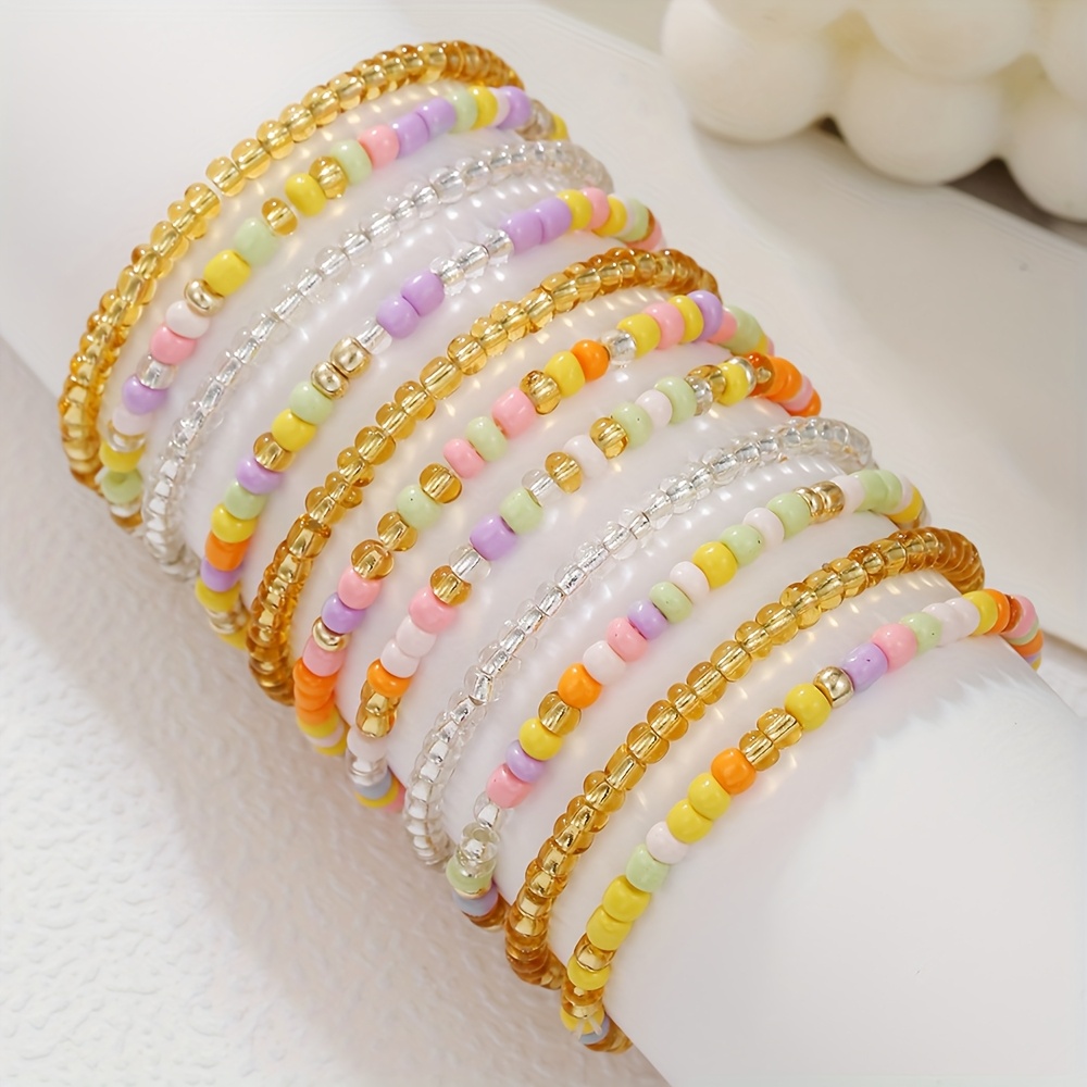 11pc Bohemian Style Handmade Beaded Bracelet Set for Women