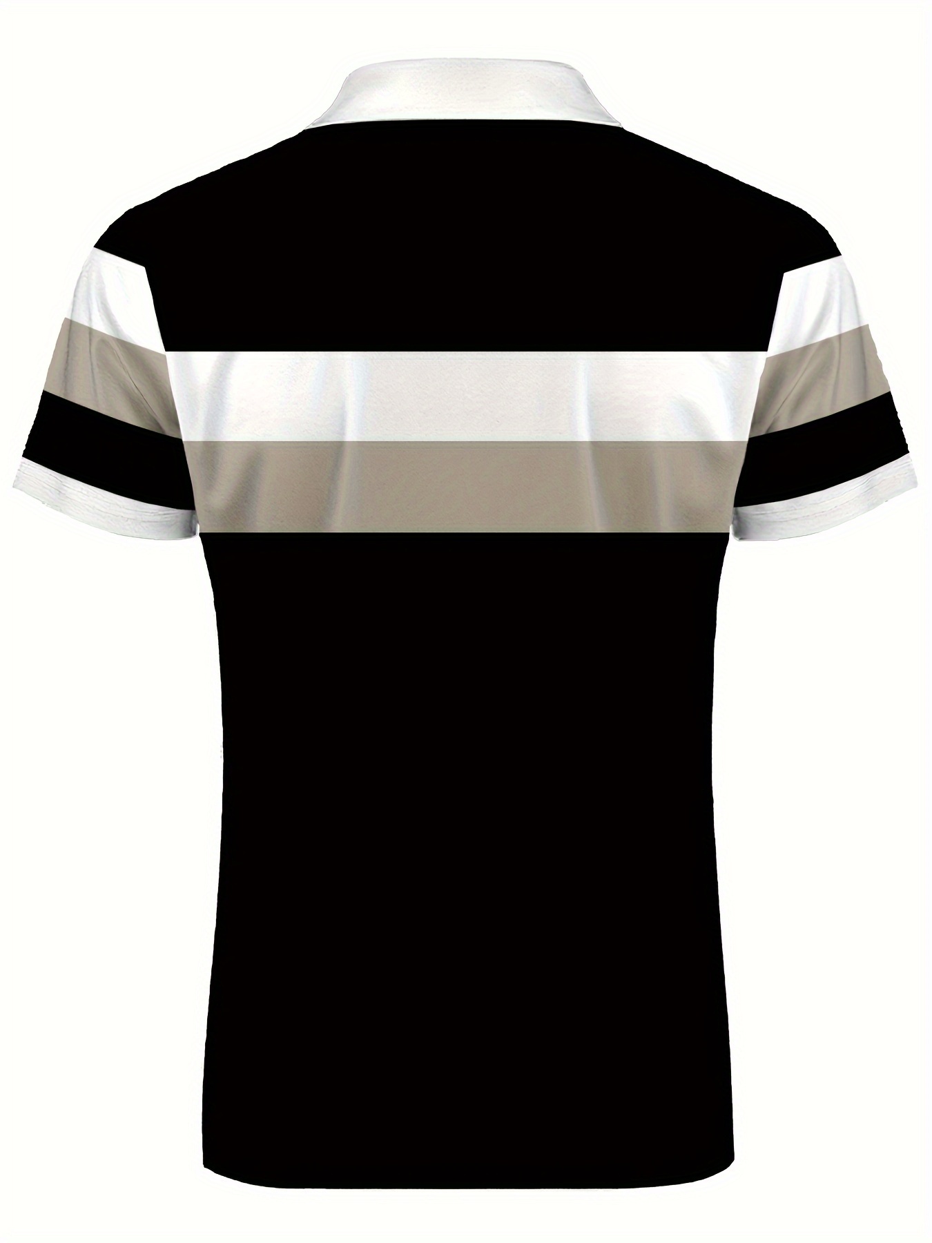 Men'S Casual Polo Shirt, Oversized Short Sleeve, Regular Fit, Fashionable Patchwork Lines Design, 95% Polyester 5% Spandex, Slight Stretch Knit Fabric, All Season Lapel Collar Top, Plus Size