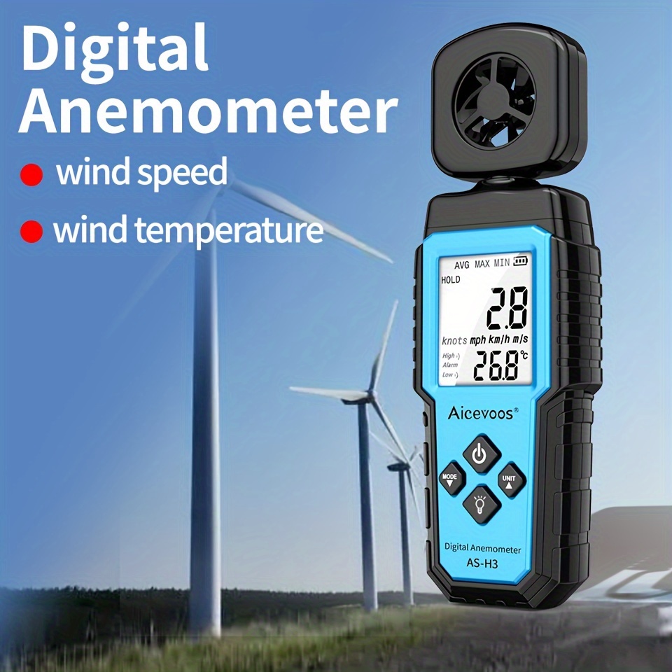 

Aicevoos Digital Handheld Wind Speed Meter Wind Power Temperature Humidity Measurement Air Volume Tester