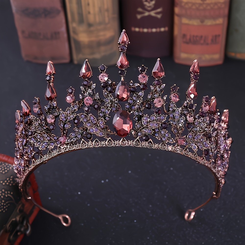 

Elegant Rose Golden Tiara Crown - Luxurious Zinc Alloy Party & Wedding Hair Accessory With Plant Motif, Bridal &