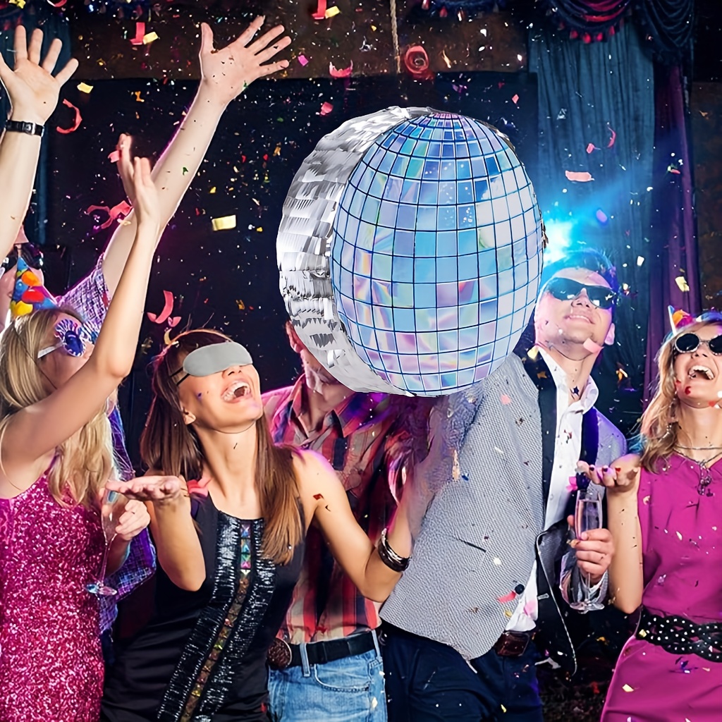 4pcs Disco Ball Shaped Pinata Set with Bat and Confetti