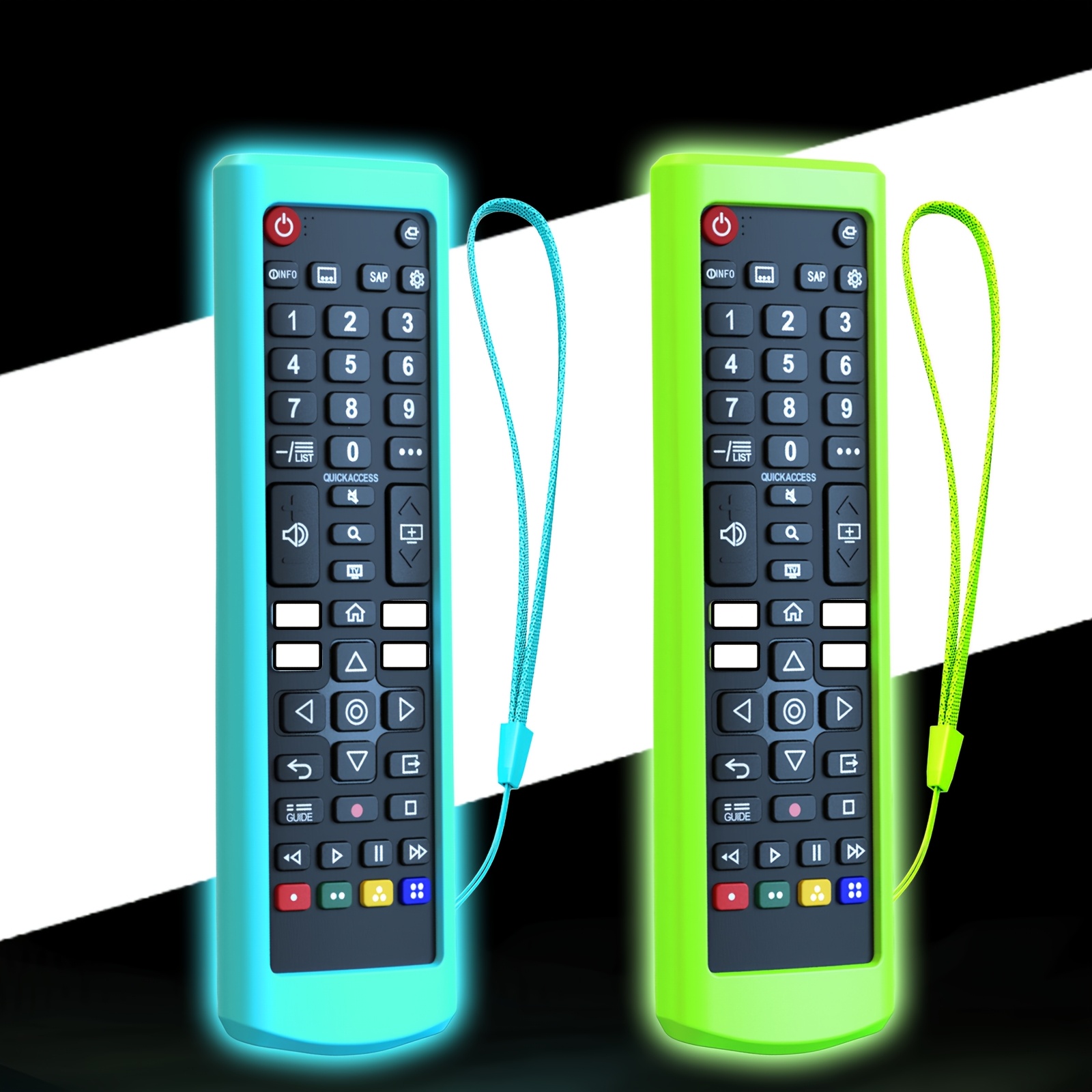 TEMU 2pcs/3pcs de Coque de Télécommande TV avec Lanière, Lumineuse dans - Multiples Couleurs, Étui de Protection en Silicone Compatible avec les