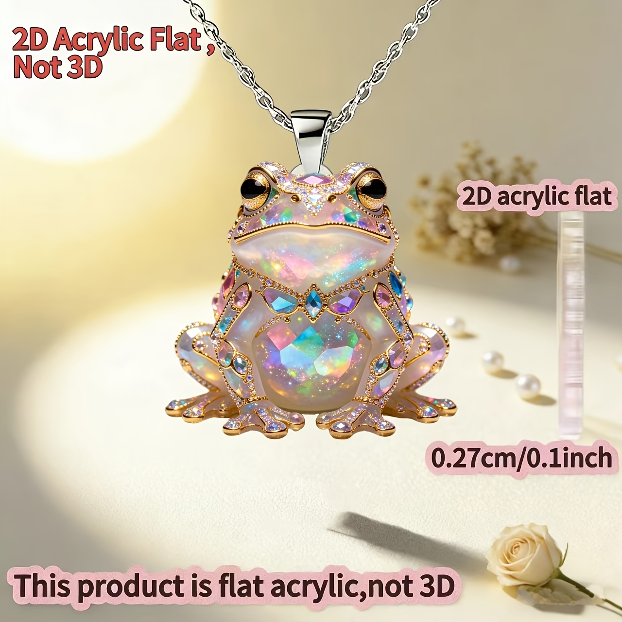 2D Acrylic Frog Women's Pendant Necklace