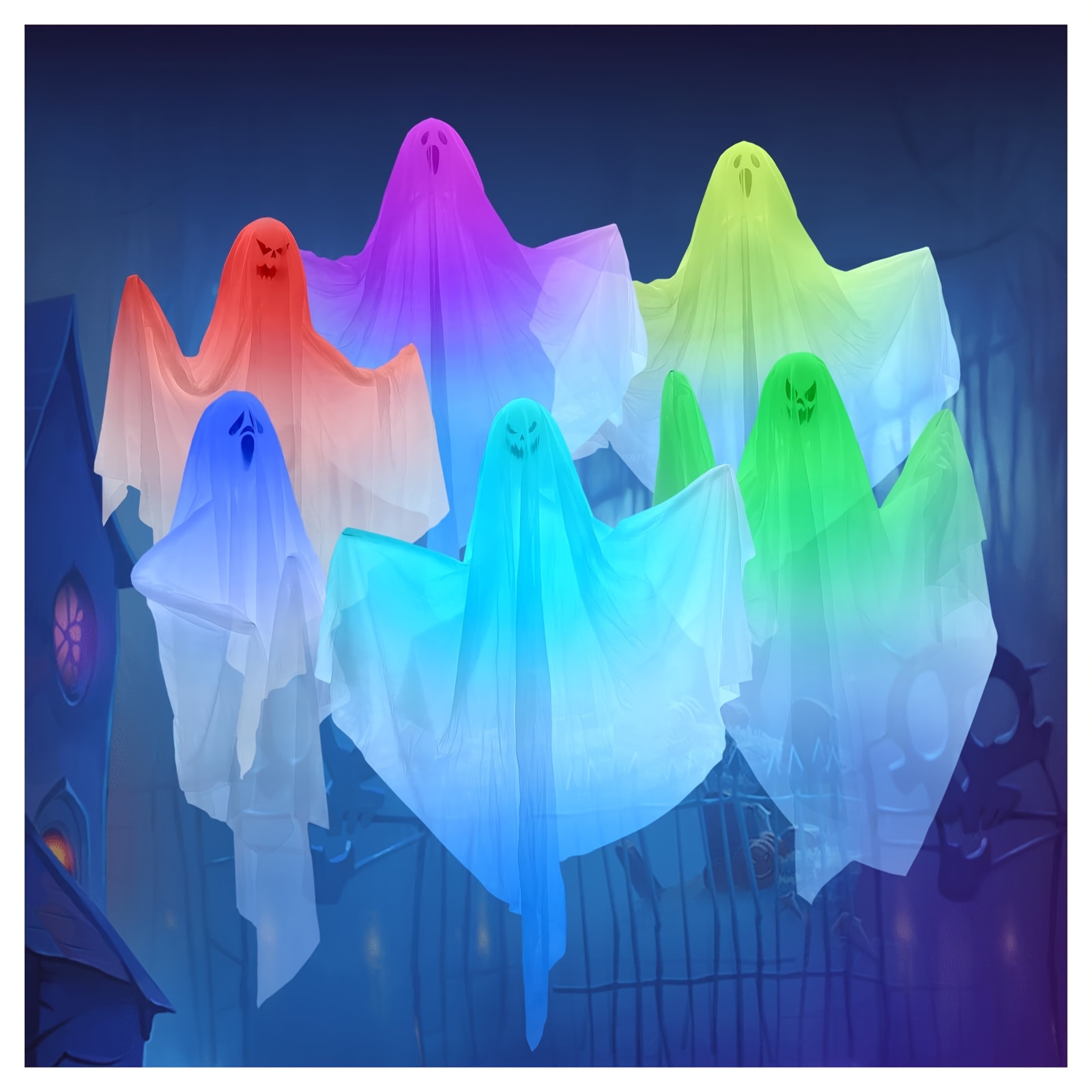 

[buy 3 Get ]halloween Decoration Hanging Band Led Light Cute Flying Spooky Decoration Happy Halloween Party Decoration For Front Porch, Trees (total 6-pack)