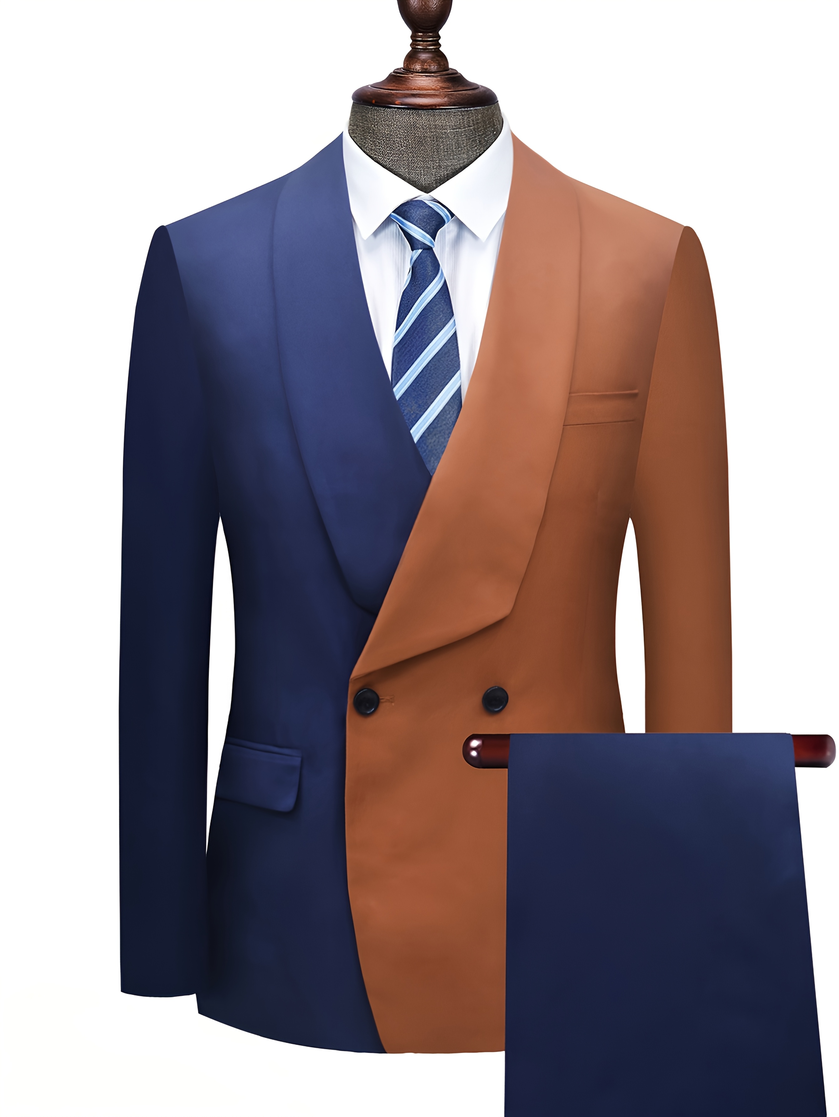 mens fashion two piece suit color blocking design western Temu