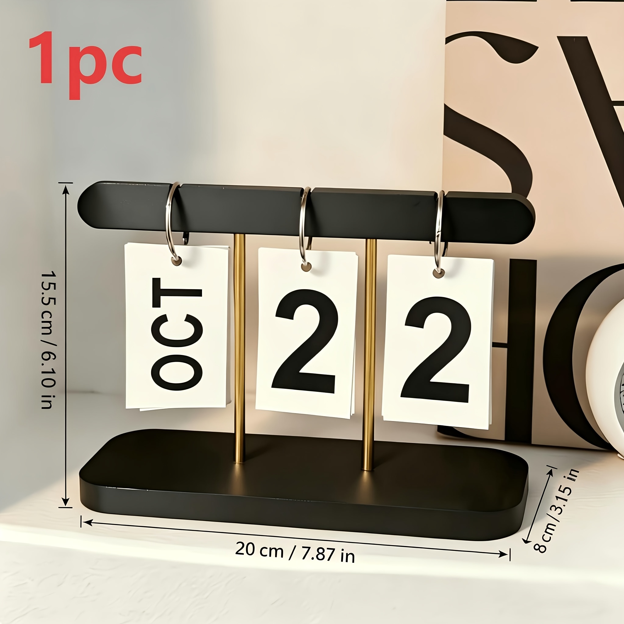 TEMU Calendrier à rabat avec affichage du jour, réutilisable, idéal pour la décoration de bureau, accessoires de photographie et la décoration