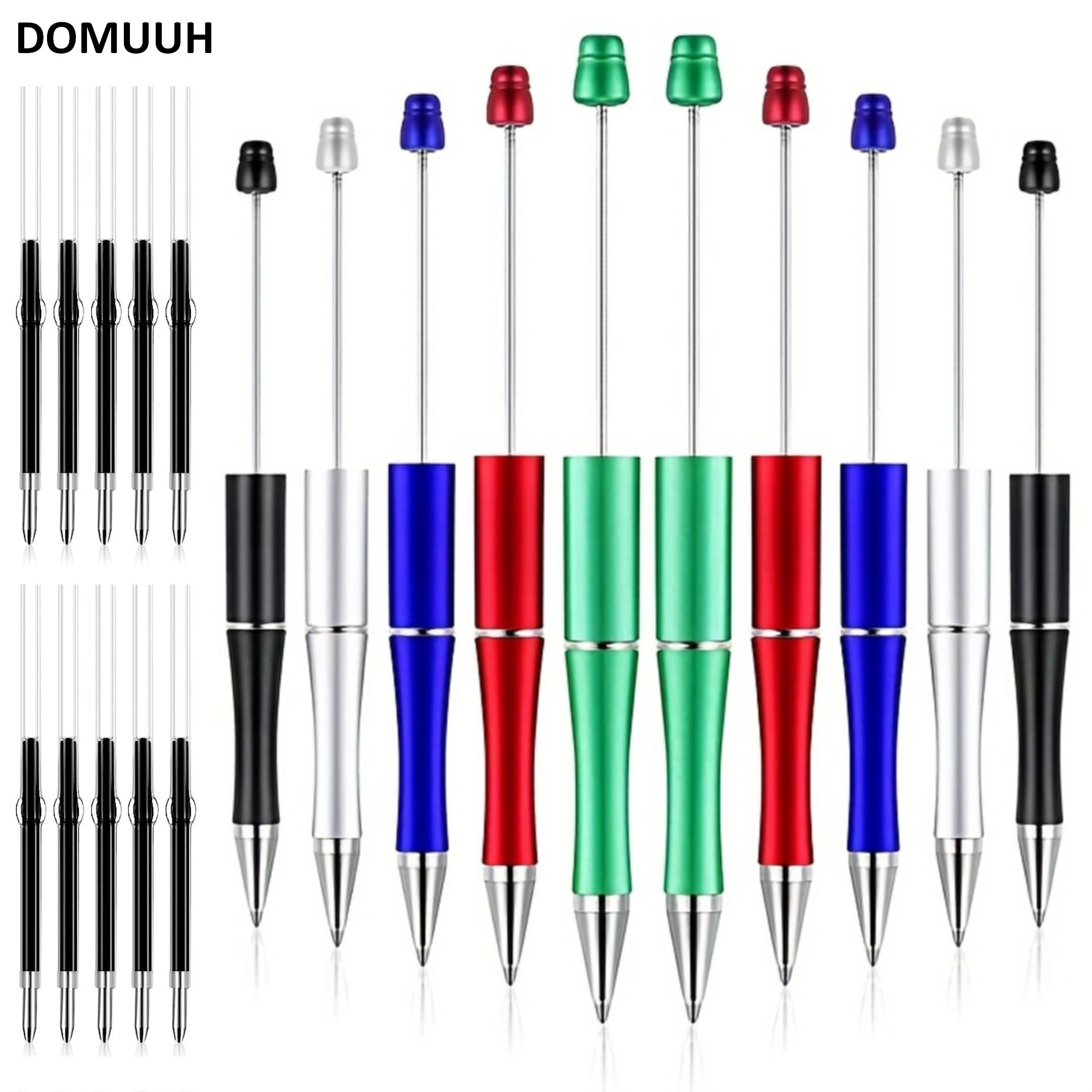 10pcs Beadable Pens, Bead Ballpoint Pen,, Assorted Bead Pens, Shaft Black  Ink Rollerball Pens With Extra Refills For Office School Supplies