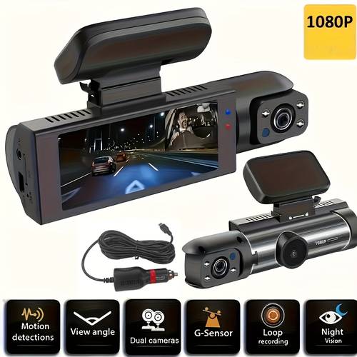 1080p dash cam for cars front and inside car camera with ir night loop recording wide angle car dvr camera with inch ips screen dual lens car dashboard video cam without battery