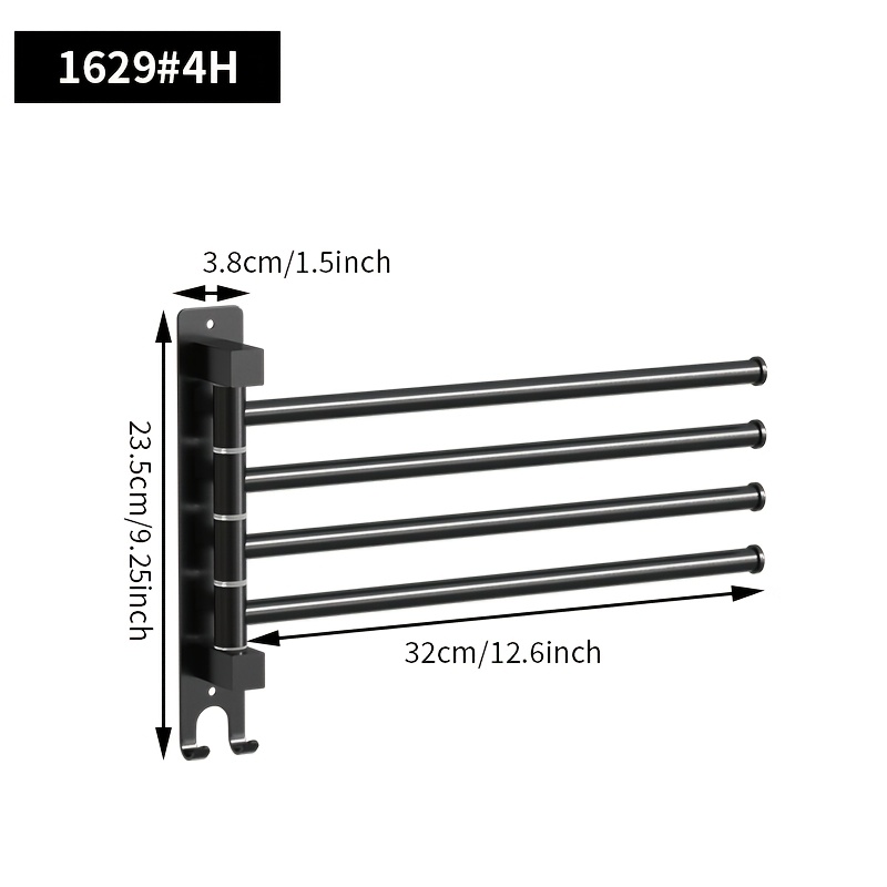 TEMU Rotating Towel Rack - 3/4/5 Tier Wall Mount Swivel Bathroom Towel Rack, , , No Drilling Floating Towel And Bathrobe Hook Towel Hook - Bathroom