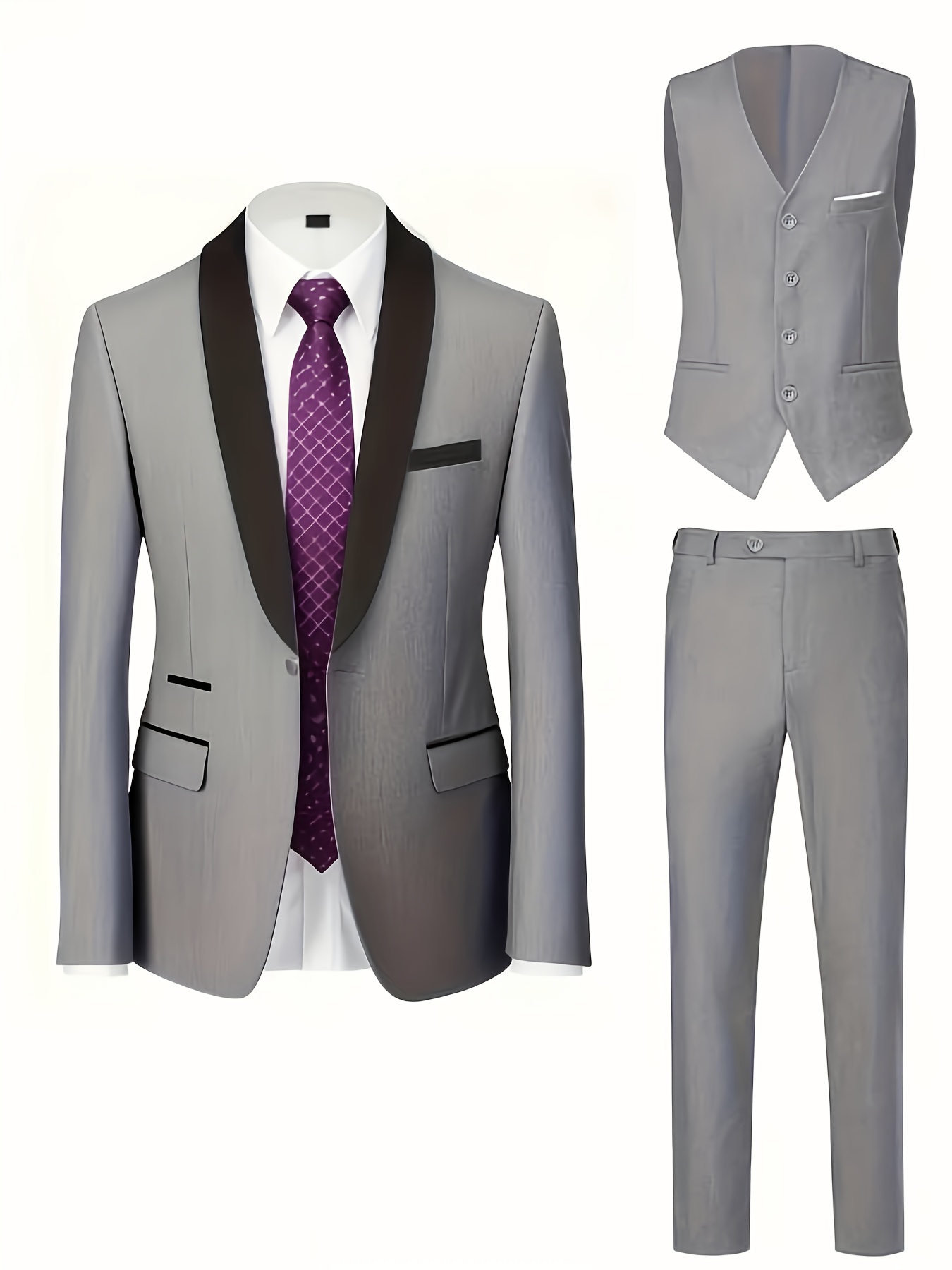Men'S 3pcs Suit, Including a Blazer, Vest, And Trousers, Stylish And High-Quality.