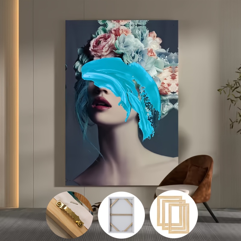 TEMU 1pc Framed Character Canvas Print Poster, Modern Art, Hairpin Character Hd Image, Living Room Bedroom Hallway Home Decoration Painting