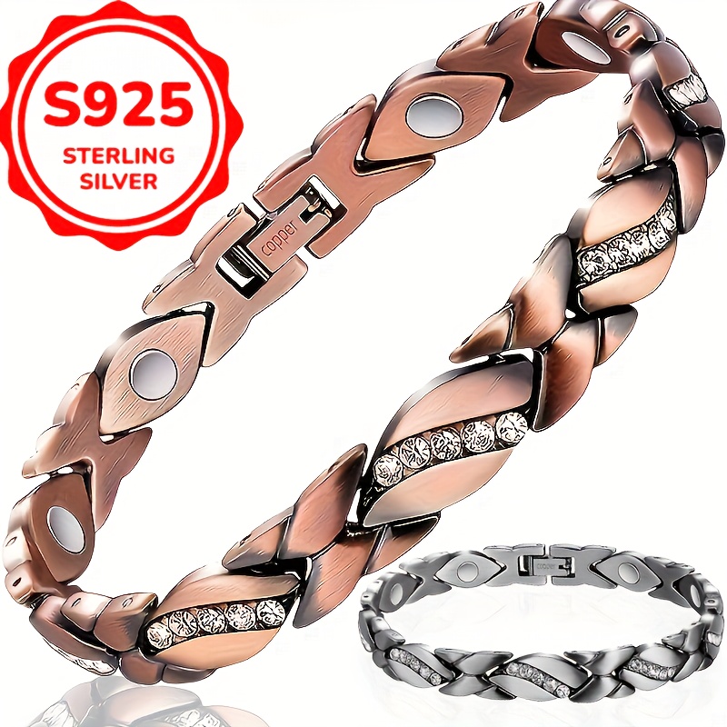 

2 Pieces Of Pure Copper Bracelets For Women, Super Magnetic Bracelets For Women, With 3500 Magnets, Copper Bracelets For Birthday, Day Christmas Jewelry Gifts