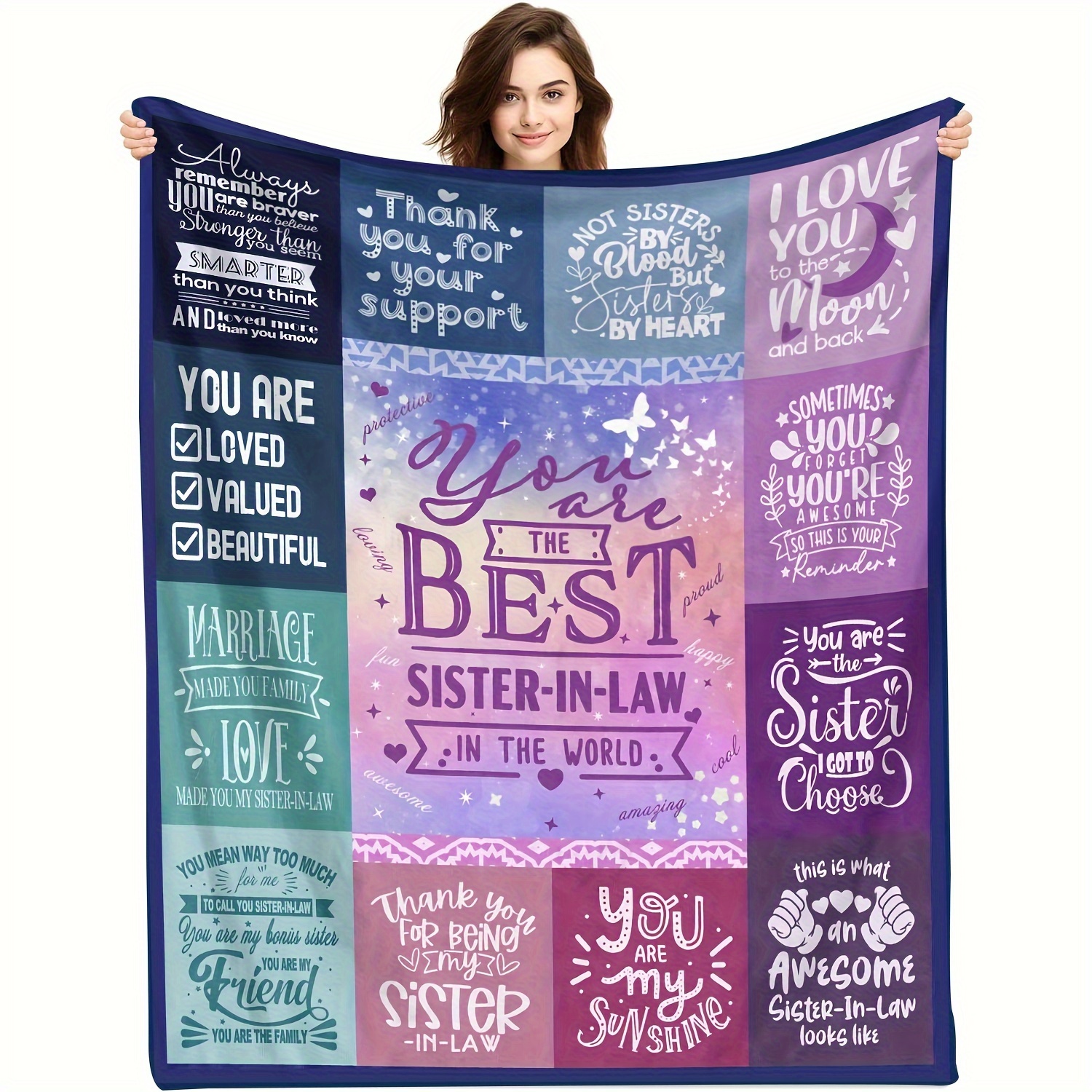 

Blanket Inspirational Messages – Polyester Blanket , 200-250g Weight, Marriage & Supportive Themes – For