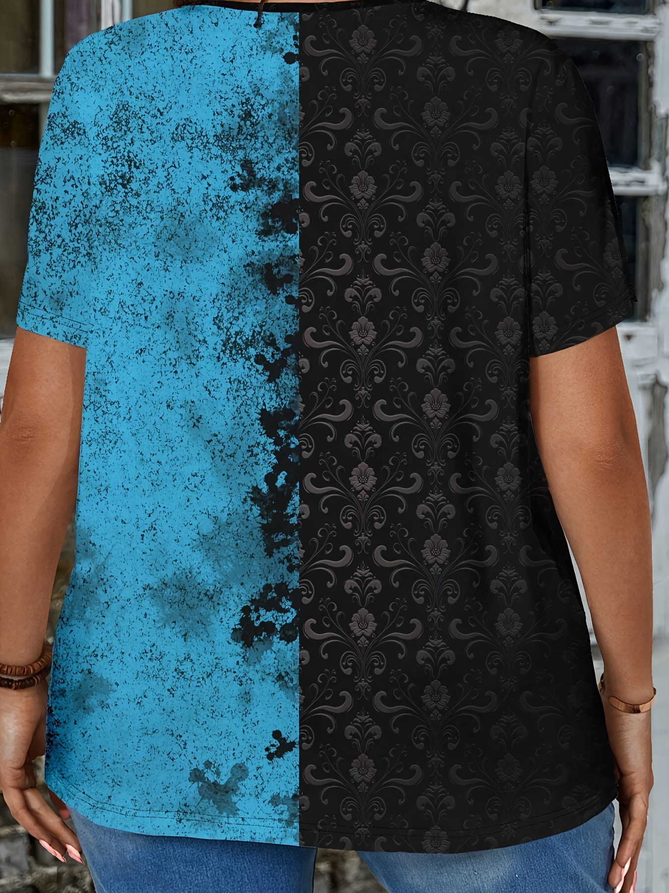 Plus Size Women'S Short Sleeve Casual T-Shirt, Plus Size Women'S Floral Print Trendy T-Shirt.