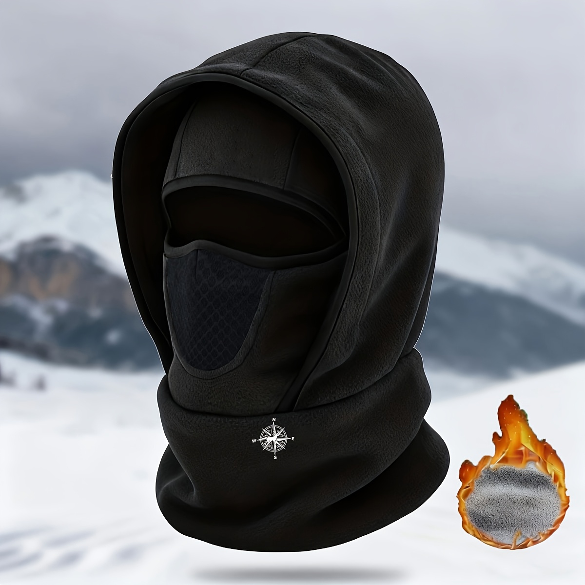 TEMU Men's Autumn Winter Brimless Hat Warm Hat, Double-layer Balaclava Head And Face Neck Protection 3-in-1 Full Coverage, Full Face Protection