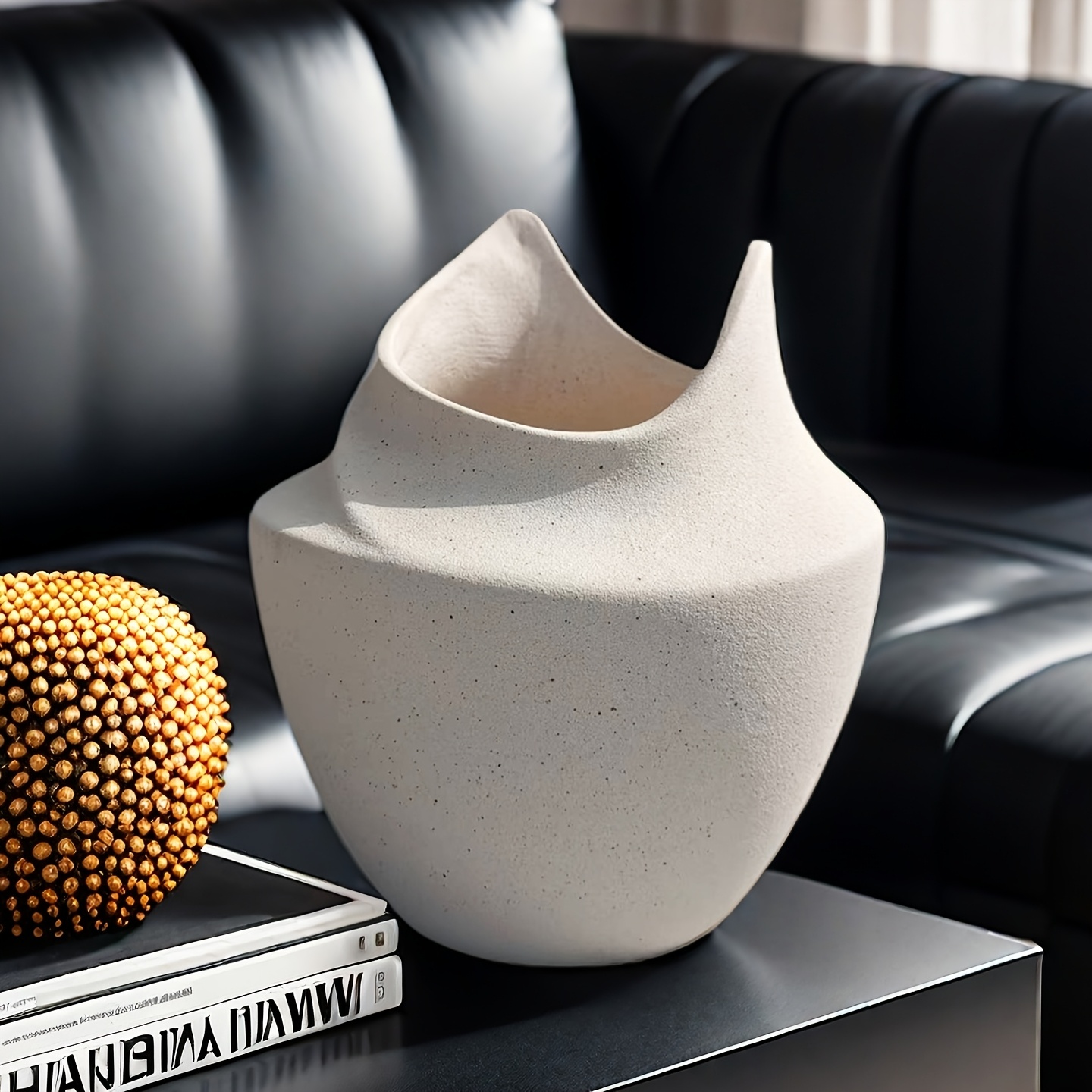 Modern Matte Ceramic Vase - Minimalist Large Cylindrical Flower Pot with Matte, Waterproof Interior for fresh or artificial flowers, Indoor/Outdoor Plant Holder for home, Wedding, Office Decor - Geometric Modern Vase for large Floral
