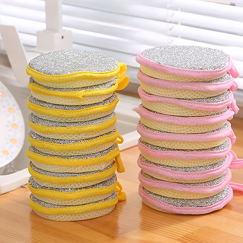 5 pack   natural sponge scrubbers dual sided non scratch multipurpose cleaning pads for kitchen bathroom outdoor wall furniture household cleaning supplies details 8