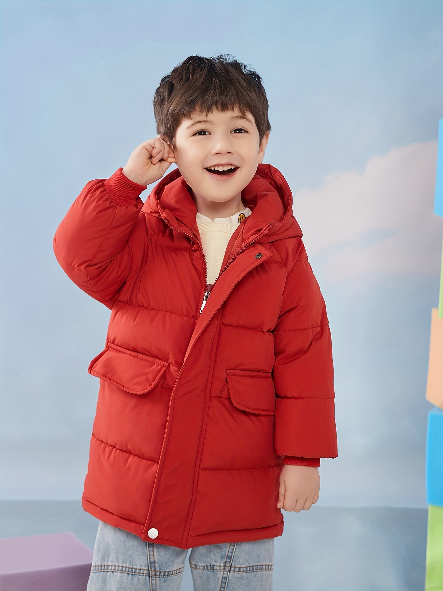 boys thickened warm hooded jacket windproof winter coat full