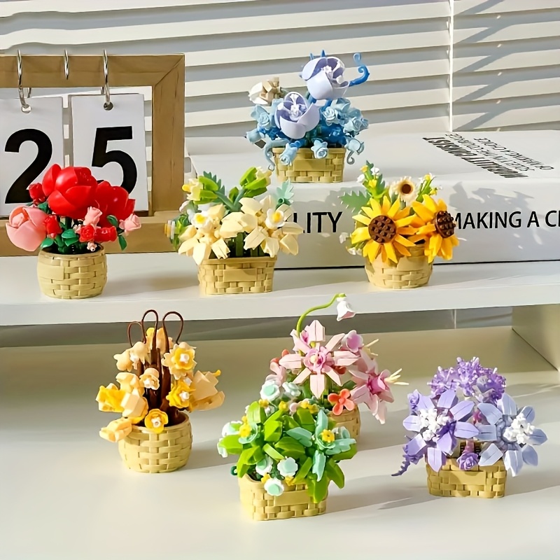 Bouquet De Fleurs Blocs De Construction,ini Fleur Créative Collection