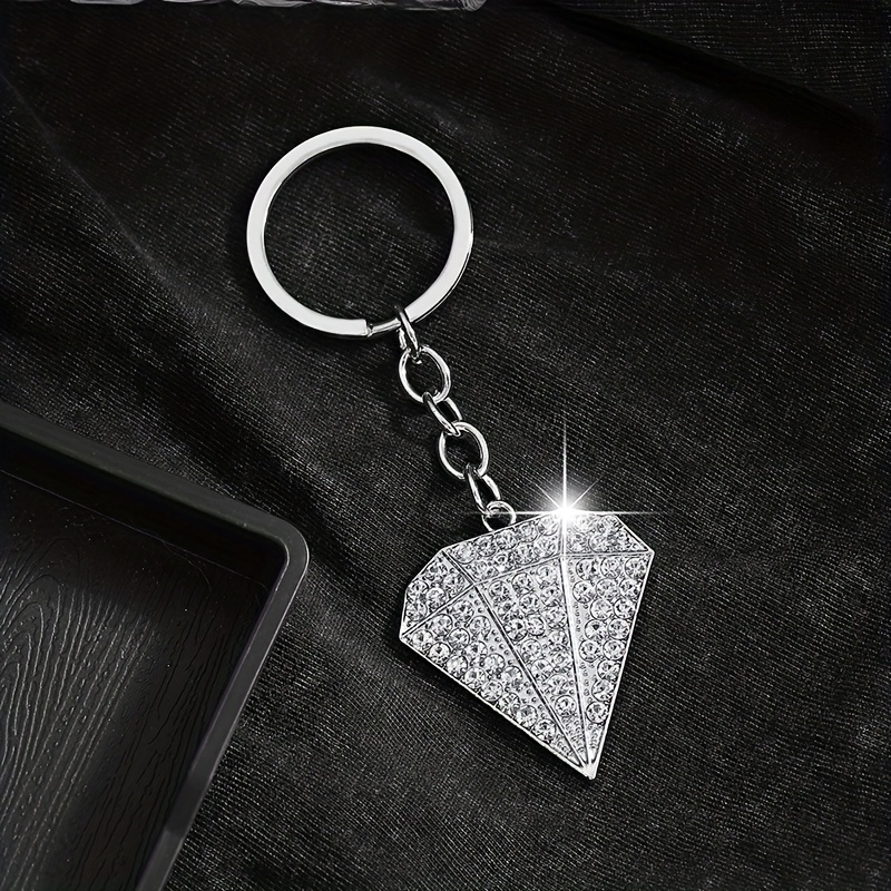 TEMU 1pc de porte-clés pendentif de luxe hip-hop européen et américain , entièrement incrusté de strass de diamant, adapté aux clés de voiture pour