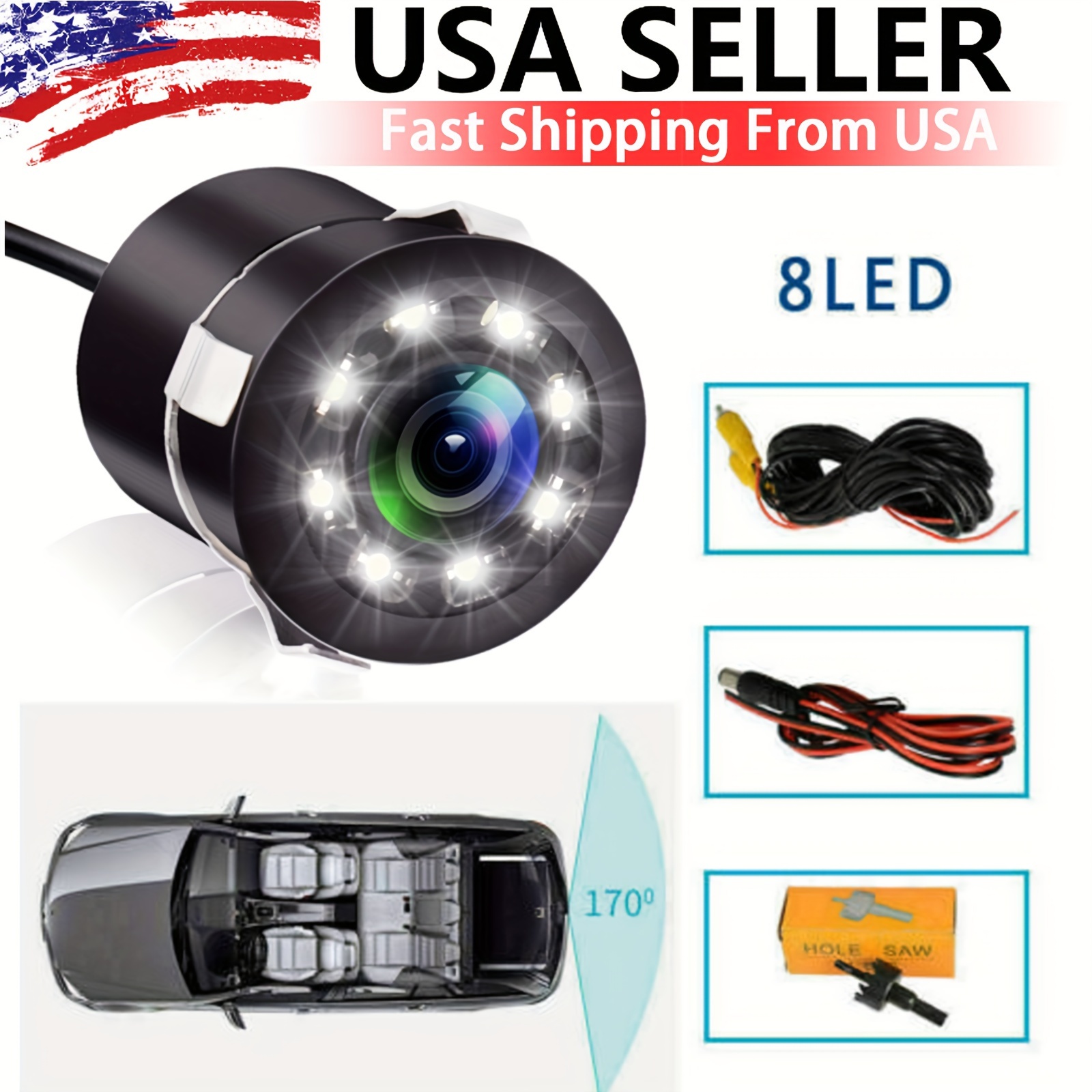 

170° Car Rear 8 Led , 19.68ft Vedio