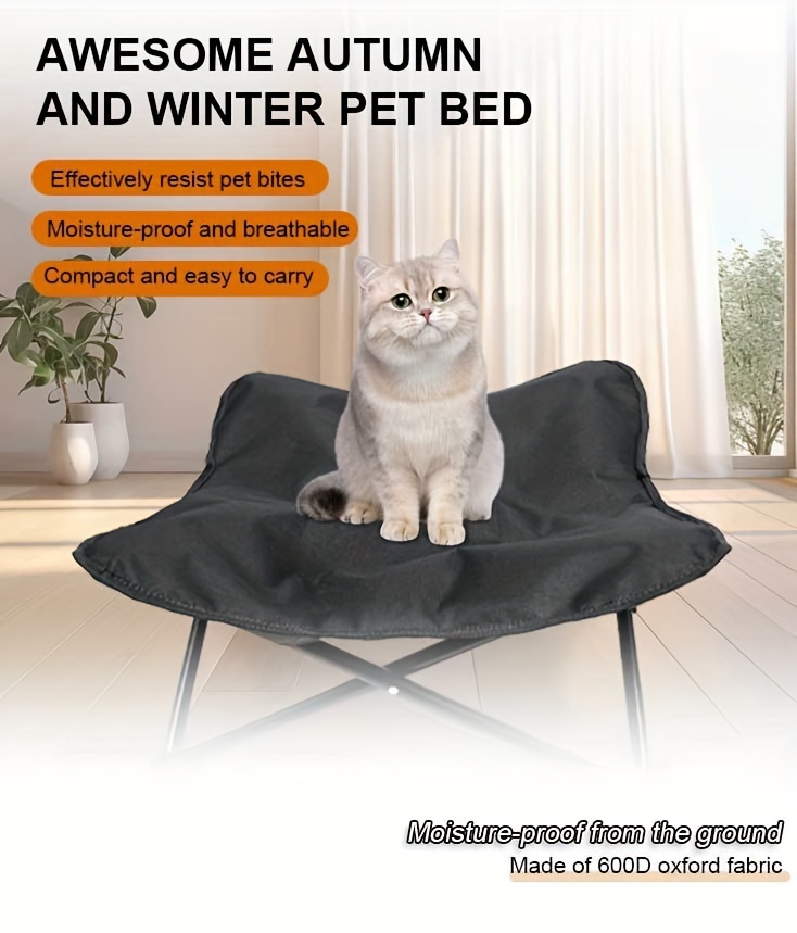 1pc elevated foldable pet bed for   cat sizes durable 600d oxford fabric anti scratch moisture proof x stability   portable breathable design ideal for small to large breeds portable pet bed stability enhancing design moistureproof bed Product details 0