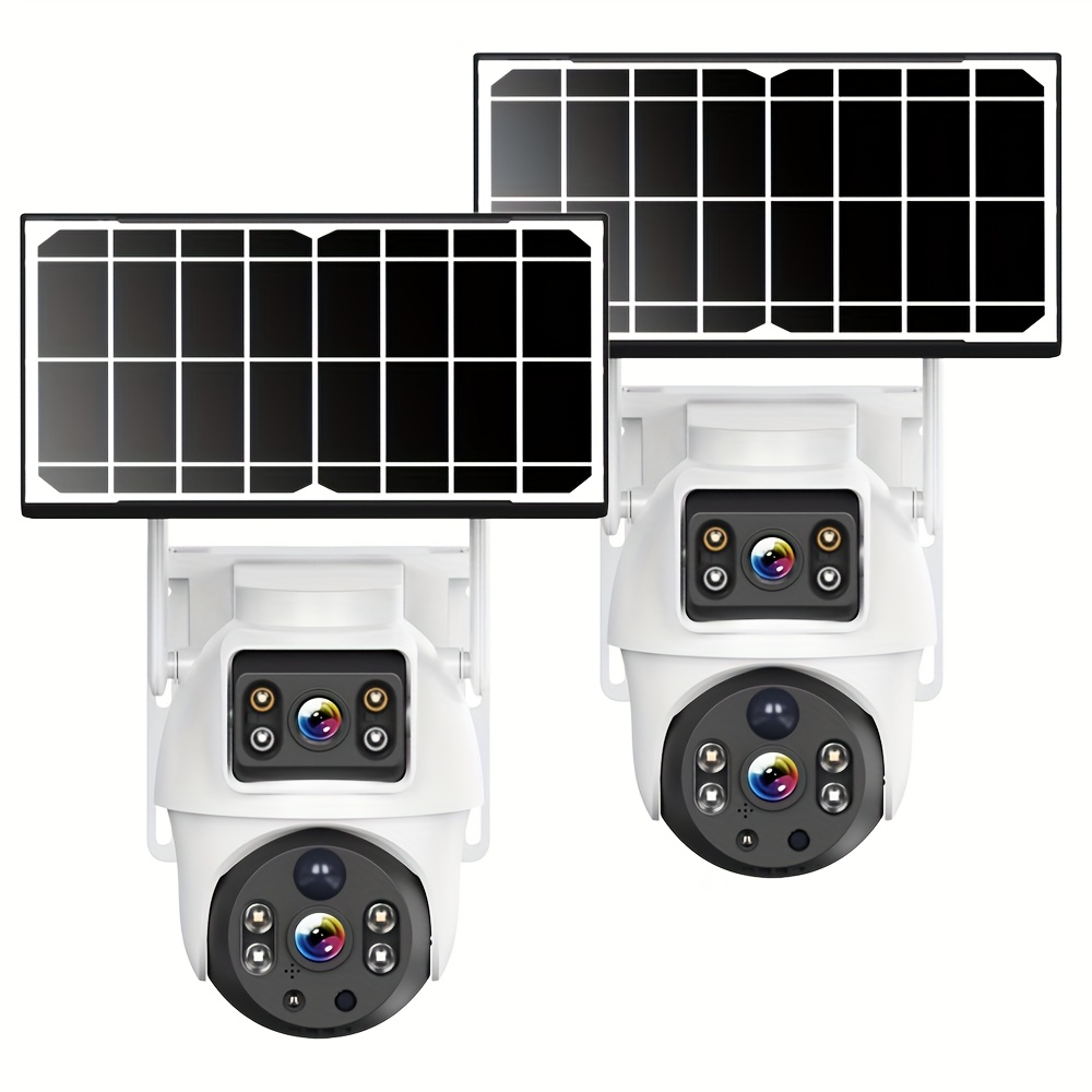 TEMU Xiaovv 8mp 2.4ghz Wifi Solar-powered 10x Zoom House Security Camera With Dual Lens And Screen, 360° Ptz, Ai Humanoid Detection, Motion Tracking,