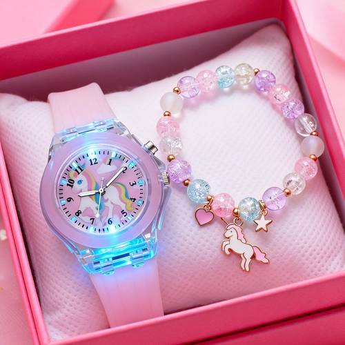 1 light watch for ladies 1 unicorn colorful bracelet set the perfect christmas gift