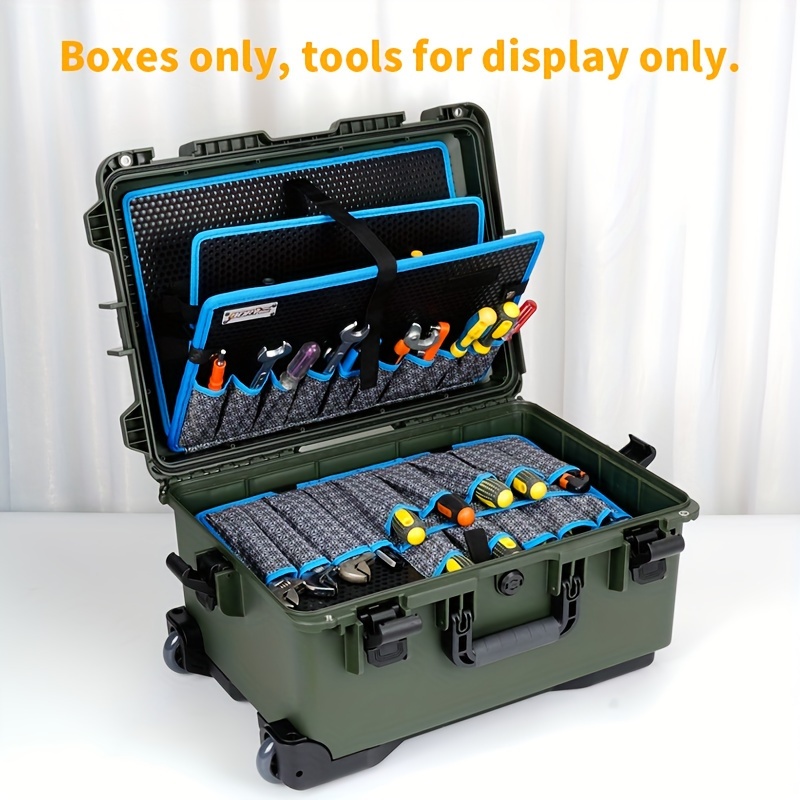   rolling toolbox with 4 wheel spinner base large capacity durable plastic tool organizer for electricians mechanics diy multi functional hand truck with black handles blue accents toolbox for working toolbox for truck mechanics gear sturdy construction
