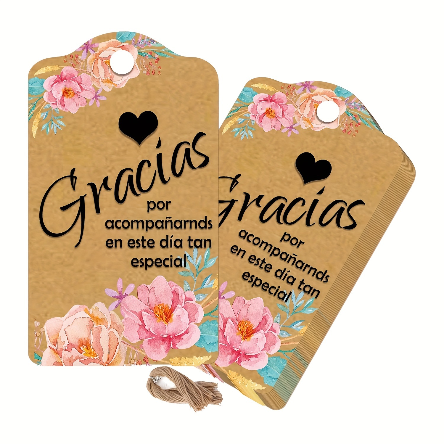 

Kraft Gracia Wedding Favor Thank You Tags With Lanyard 2*3.5 Inch Bouquet Gracia Spanish Wedding Favor Tags Wedding Invitation Bridal Shower Thanksgiving Tags 50pcs