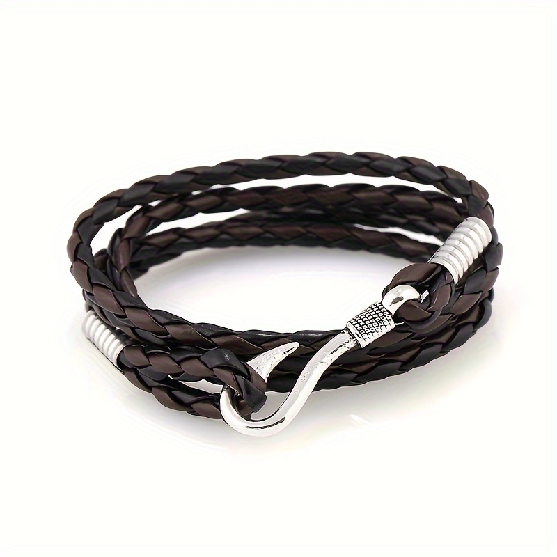 Fishhook Bracelet Nautical Bracelet Men's Leather Bracelet Braided