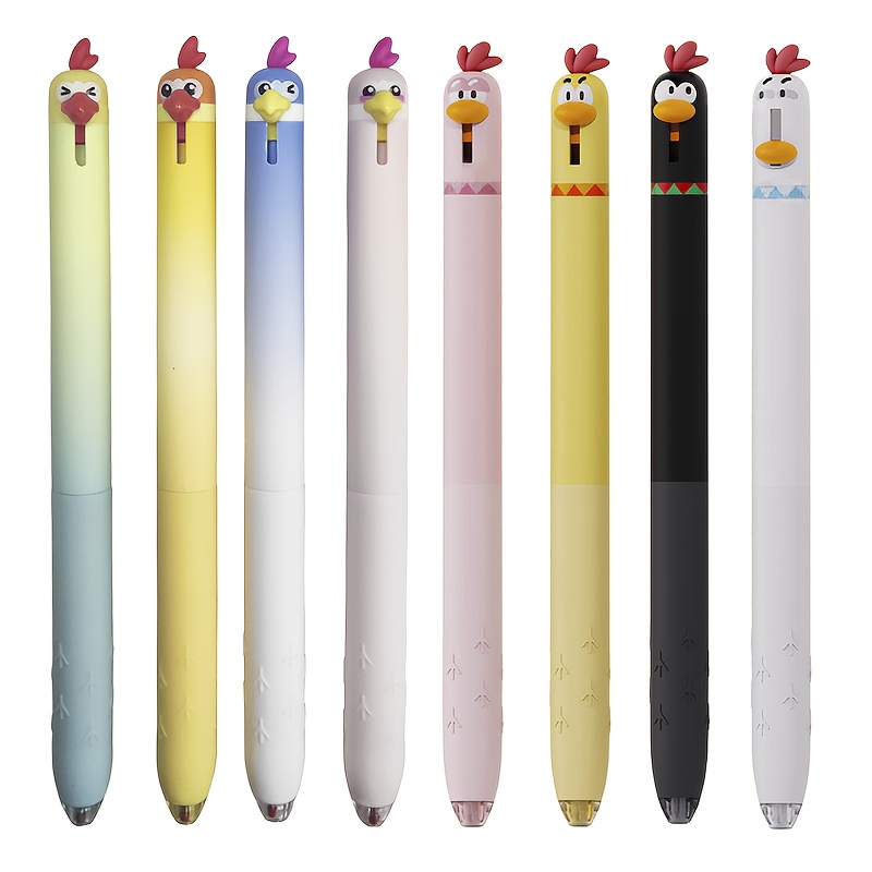8pcs Parrot And Chick Gel Pen Creative Animal Writing Pen 0.5mm Quick Pen Office Supplies Small Gift