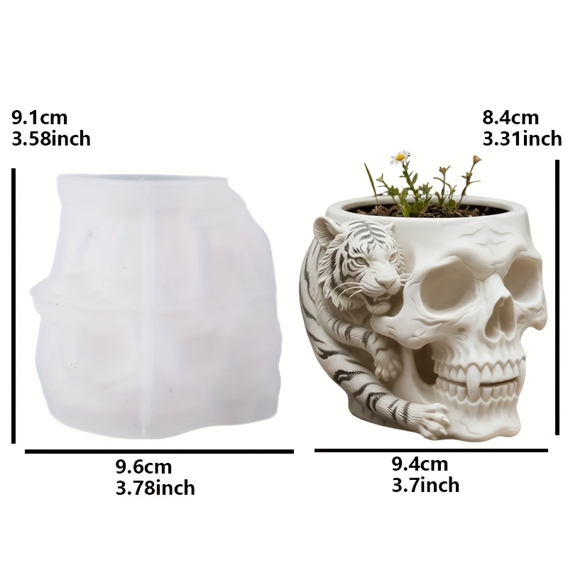 E-shop Gothic Tiger & Schädel Harz-Silikonform - Vielseitige Reliefform für DIY Harz/Zement/Kerzenherstellung, Gothic Zaubertrankflaschen, Stifthalter,