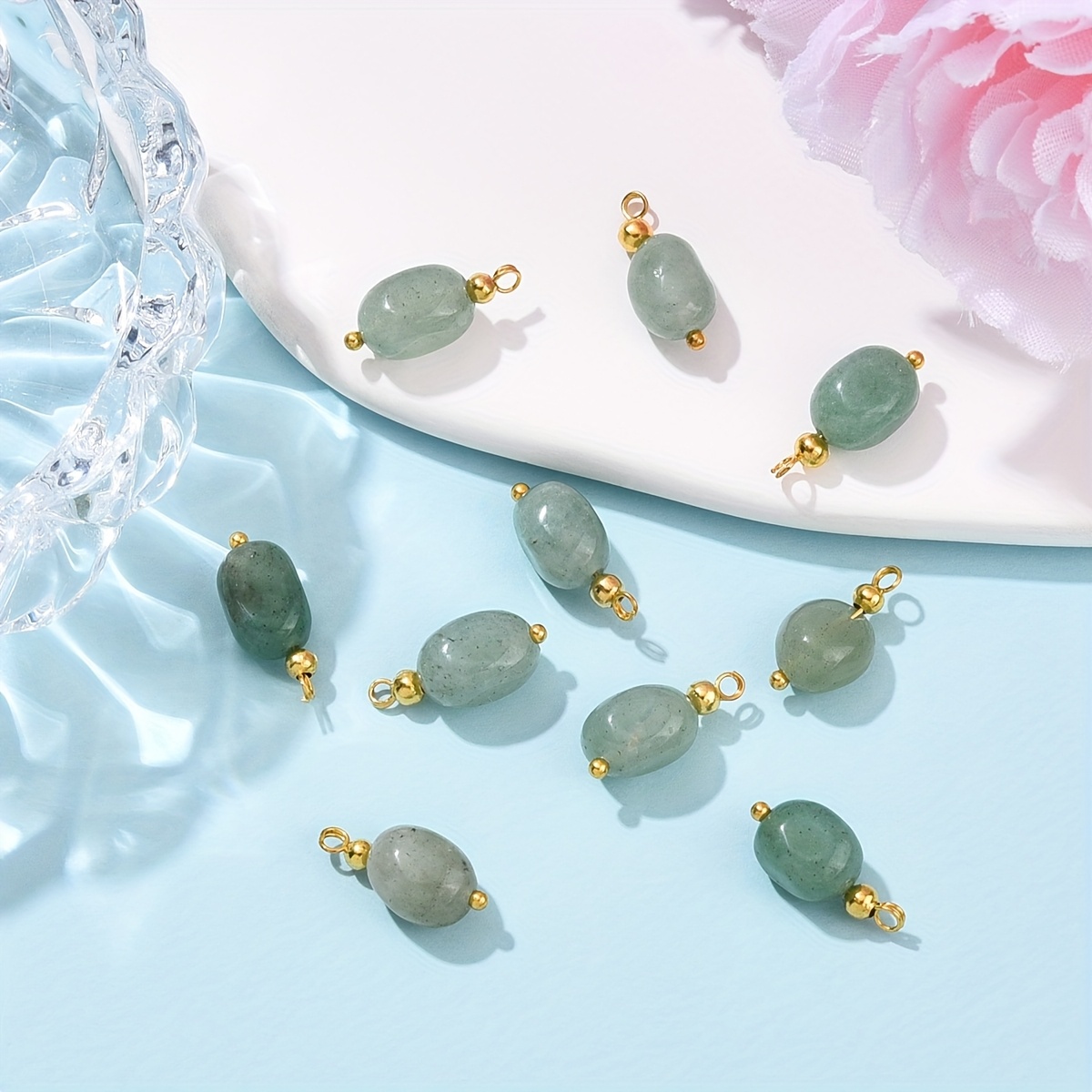 TEMU Plus de 10 styles de pendentifs en irrégulière - Œil de tigre, lapis- et aventurine pour la fabrication de bijoux, , boucles d'oreilles et