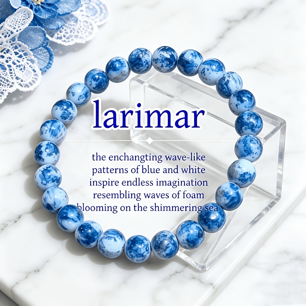 Unisex Deep Blue Textured Chain Bracelet, October Birthday Gift