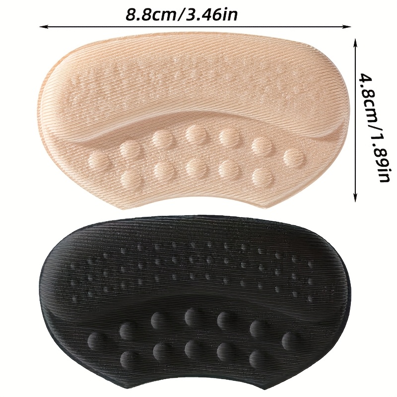 4pcs Self-Adhesive Heel Cushions in Beige, Black & Brown - Hypoallergenic Polyester, Anti-Slip & Blister Inserts for Shoes That Are Too Big, Shoe Inserts