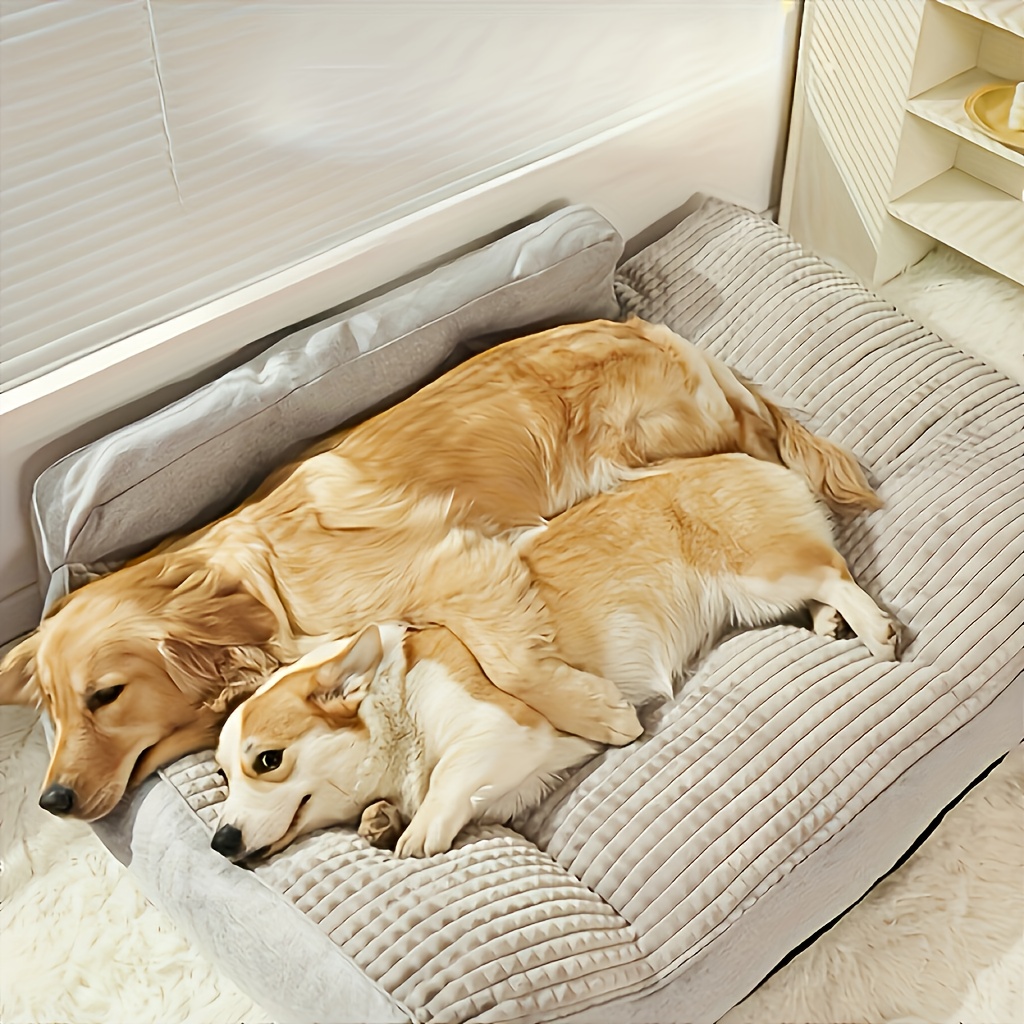 1pc Comfortable Rectangular Polyester Dog Bed With Support And Filling - Grey , Suitable For Small, Medium, And Large Dog Breeds - Comfortable Pet Mattress For Relaxing Sleep