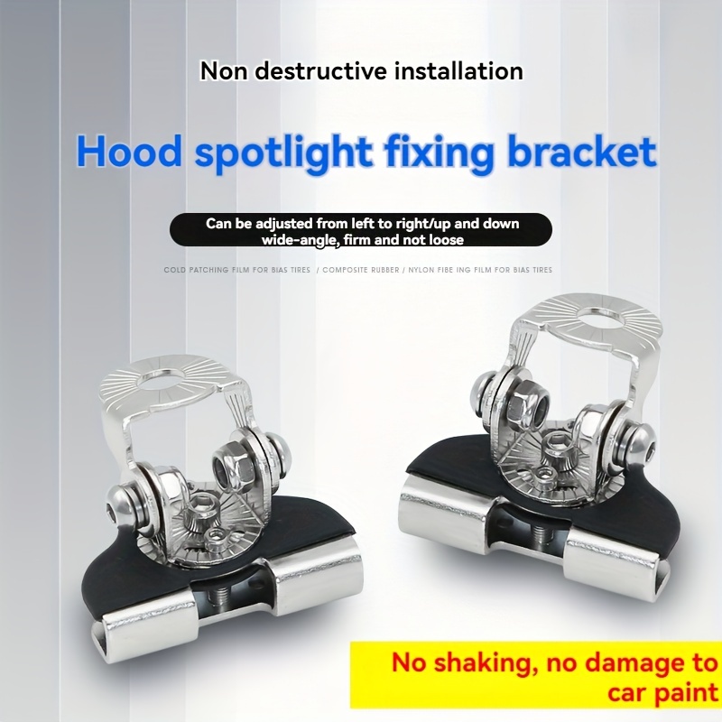 

1pc Universal Stainless Hood Bracket, Adjustable Spotlight Mount, Non-destructive Engine Hood Installation, No Side Shooting Light Holder, Vehicle A Post Bracket